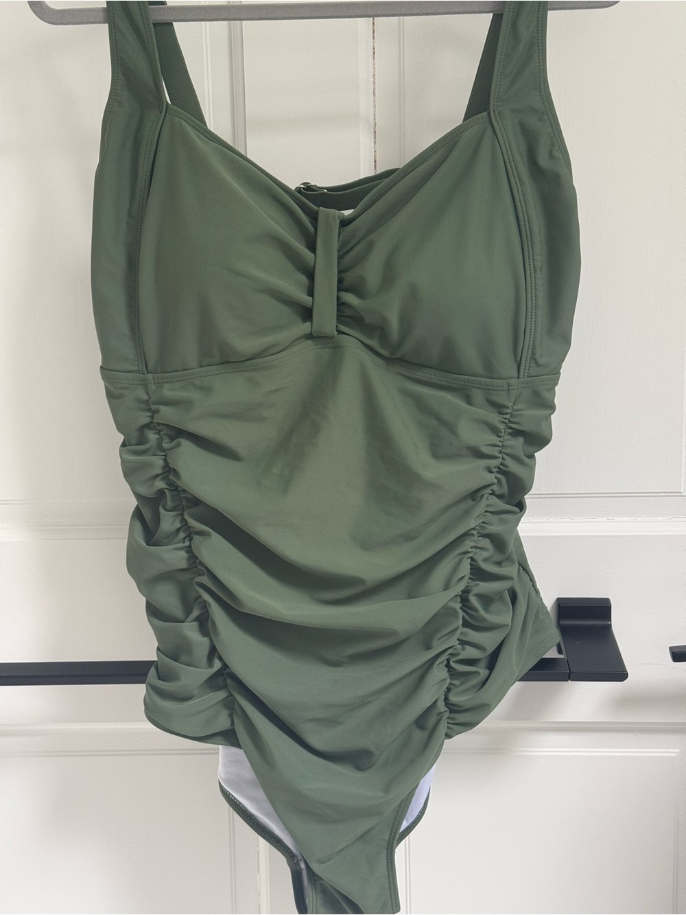 Plus-Size Olive Green One-Piece Swimsuit with Ruched Front - Picture 2 of 2